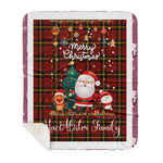 Personalized Gift Tartan Plaid Blanket Clan MacAlister of Skye With Funny Santa Snowman Reindeer Merry Christmas Gift Sherpa Blanket, blue plaid sherpa blanket,blue tartan sherpa blanket,Buchan,buffalo plaid sherpa blanket,christmas sherpa blanket,Christmas Throw Blanket