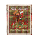 Personalized Gift Plaid Tartan Blanket Clan MacMillan Old Weathered With Moose Lover Xmas Gift Santa Riding Christmas Fleece Blanket