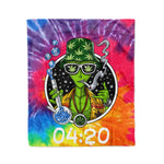 Scotstee Shop - Scotstee Shop Blanket Alien Smoking Weed Tie Dye Hippie Fleece Blanket