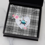 Sea Turtle Necklace Gift for My Beautiful Girlfriend Valentines Necklace Clan Glen Grey Tartan Blue Turtle Necklace