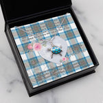 Sea Turtle Necklace Gift for My Beautiful Girlfriend Valentines Necklace Clan Stewart Muted Blue Tartan Blue Turtle Necklace