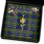 To My Beautiful Soulmate Sunflower Necklace In Your Eyes I Have Found My Home Clan Dundas Tartan Jewelry For Girlfriend, Tartan Sunflower Pendant Necklace, Scottish Tartan Jewelry, valentine necklace, necklace girlfriend, necklace for wife, cute necklaces for girlfriend, jewelry for girlfriend, to my soulmate necklace, to my future wife necklace