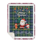 Personalized Gift Tartan Plaid Blanket Clan MacDonell Of Glengarry Ancient With Funny Santa Snowman Reindeer Merry Christmas Gift Sherpa Blanket, blue plaid sherpa blanket,blue tartan sherpa blanket,Buchan,buffalo plaid sherpa blanket,christmas sherpa blanket,Christmas Throw Blanket