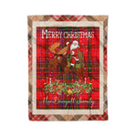 Personalized Gift Plaid Tartan Blanket Clan MacDougall Modern With Moose Lover Xmas Gift Santa Riding Christmas Fleece Blanket
