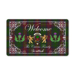 Doormat - Welcome Mat Scottish Clan Cairns Hunting Tartan Door Mat, Plaid Doormat With Thistle and Two Lion Scottish