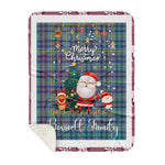 Personalized Gift Tartan Plaid Blanket Clan Boswell With Funny Santa Snowman Reindeer Merry Christmas Gift Sherpa Blanket, blue plaid sherpa blanket,blue tartan sherpa blanket,Buchan,buffalo plaid sherpa blanket,christmas sherpa blanket,Christmas Throw Blanket