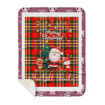 Personalized Gift Tartan Plaid Blanket Clan MacGill With Funny Santa Snowman Reindeer Merry Christmas Gift Sherpa Blanket, blue plaid sherpa blanket,blue tartan sherpa blanket,Buchan,buffalo plaid sherpa blanket,christmas sherpa blanket,Christmas Throw Blanket