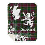 Sherpa Blanket - Tartan Blanket Thistle and Lion Scottish Clan Carruthers Plaid Blanket, plaid sherpa blanket queen,purple sherpa blanket,queen sherpa blanket,queen size sherpa blanket,red sherpa blanket,scottish tartan blankets,sherpa blanket,sherpa christmas blanket