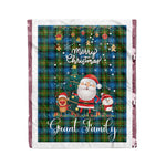 Personalized Gift Tartan Plaid Blanket Clan Grant Hunting With Funny Santa Snowman Reindeer Merry Christmas Fleece Blanket, Christmas Blanket, Plaid Blanket, Tartan Blanket,Scottish Blanket