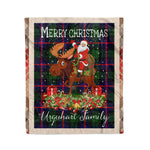 Personalized Gift Plaid Tartan Blanket Clan Urquhart With Moose Lover Xmas Gift Santa Riding Christmas Fleece Blanket