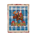 Personalized Gift Plaid Tartan Blanket Clan Roberton With Moose Lover Xmas Gift Santa Riding Christmas Fleece Blanket