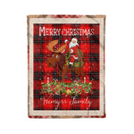 Personalized Gift Plaid Tartan Blanket Clan Wemyss With Moose Lover Xmas Gift Santa Riding Christmas Fleece Blanket