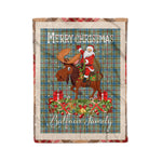 Personalized Gift Plaid Tartan Blanket Clan Balfour With Moose Lover Xmas Gift Santa Riding Christmas Fleece Blanket