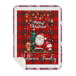 Personalized Gift Tartan Plaid Blanket Clan Matheson With Funny Santa Snowman Reindeer Merry Christmas Gift Sherpa Blanket, blue plaid sherpa blanket,blue tartan sherpa blanket,Buchan,buffalo plaid sherpa blanket,christmas sherpa blanket,Christmas Throw Blanket