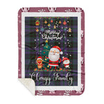 Personalized Gift Tartan Plaid Blanket Clan Clergy Purple With Funny Santa Snowman Reindeer Merry Christmas Gift Sherpa Blanket, blue plaid sherpa blanket,blue tartan sherpa blanket,Buchan,buffalo plaid sherpa blanket,christmas sherpa blanket,Christmas Throw Blanket