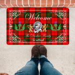 Doormat - Welcome Mat Scottish Clan Badge Dunbar Modern Tartan Door Mat, Plaid Doormat With Thistle and Two Lion Scottish