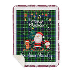 Scotstee Shop - Personalized Gift Tartan Plaid Blanket Clan Graham of Montrose With Funny Santa Snowman Reindeer Merry Christmas Gift Sherpa Blanket