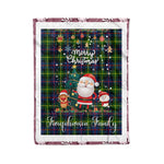 Personalized Gift Tartan Plaid Blanket Clan Farquharson Modern With Funny Santa Snowman Reindeer Merry Christmas Fleece Blanket, Home Living Room, Plaid Blanket, Tartan Blanket, Scottish Blanket, Buffalo fleece blanket, Christmas Blanket