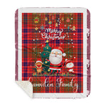 Personalized Gift Tartan Plaid Blanket Clan Lumsden With Funny Santa Snowman Reindeer Merry Christmas Gift Sherpa Blanket, blue plaid sherpa blanket,blue tartan sherpa blanket,Buchan,buffalo plaid sherpa blanket,christmas sherpa blanket,Christmas Throw Blanket