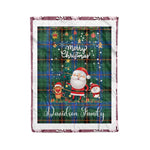 Personalized Gift Tartan Plaid Blanket Clan Davidson Ancient With Funny Santa Snowman Reindeer Merry Christmas Fleece Blanket, Home Living Room, Plaid Blanket, Tartan Blanket, Scottish Blanket, Buffalo fleece blanket, Christmas Blanket