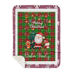 Scotstee Shop - Personalized Gift Tartan Plaid Blanket Clan Baxter Modern With Funny Santa Snowman Reindeer Merry Christmas Gift Sherpa Blanket