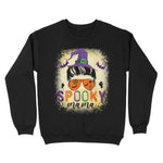 Standard Crew Neck Sweatshirt - Spooky Mama Messy Skull mom leopard witch Halloween - Scotstee Shop