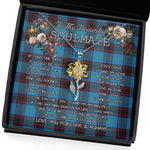 To My Beautiful Soulmate Sunflower Necklace In Your Eyes I Have Found My Home Clan Home Ancient Tartan Jewelry For Girlfriend, Tartan Sunflower Pendant Necklace, Scottish Tartan Jewelry, valentine necklace, necklace girlfriend, necklace for wife, cute necklaces for girlfriend, jewelry for girlfriend, to my soulmate necklace, to my future wife necklace