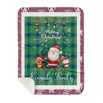 Personalized Gift Tartan Plaid Blanket Clan Kennedy Ancient With Funny Santa Snowman Reindeer Merry Christmas Gift Sherpa Blanket, blue plaid sherpa blanket,blue tartan sherpa blanket,Buchan,buffalo plaid sherpa blanket,christmas sherpa blanket,Christmas Throw Blanket