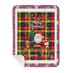 Personalized Gift Tartan Plaid Blanket Clan Buchanan Modern With Funny Santa Snowman Reindeer Merry Christmas Gift Sherpa Blanket, blue plaid sherpa blanket,blue tartan sherpa blanket,Buchan,buffalo plaid sherpa blanket,christmas sherpa blanket,Christmas Throw Blanket