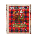 Personalized Gift Plaid Tartan Blanket Clan Abernethy With Moose Lover Xmas Gift Santa Riding Christmas Fleece Blanket