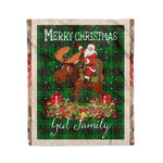 Personalized Gift Plaid Tartan Blanket Clan Ged With Moose Lover Xmas Gift Santa Riding Christmas Fleece Blanket
