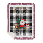 Personalized Gift Tartan Plaid Blanket Clan MacFarlane Grey With Funny Santa Snowman Reindeer Merry Christmas Gift Sherpa Blanket, blue plaid sherpa blanket,blue tartan sherpa blanket,Buchan,buffalo plaid sherpa blanket,christmas sherpa blanket,Christmas Throw Blanket