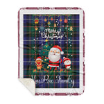 Personalized Gift Tartan Plaid Blanket Clan MacRae Hunting Modern With Funny Santa Snowman Reindeer Merry Christmas Gift Sherpa Blanket, blue plaid sherpa blanket,blue tartan sherpa blanket,Buchan,buffalo plaid sherpa blanket,christmas sherpa blanket,Christmas Throw Blanket