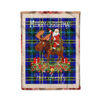 Personalized Gift Plaid Tartan Blanket Clan Weir Modern With Moose Lover Xmas Gift Santa Riding Christmas Fleece Blanket