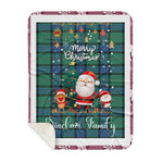 Personalized Gift Tartan Plaid Blanket Clan Sinclair Hunting Ancient With Funny Santa Snowman Reindeer Merry Christmas Gift Sherpa Blanket, blue plaid sherpa blanket,blue tartan sherpa blanket,Buchan,buffalo plaid sherpa blanket,christmas sherpa blanket,Christmas Throw Blanket