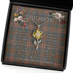 To My Beautiful Soulmate Sunflower Necklace In Your Eyes I Have Found My Home Clan Kennedy Weathered Tartan Jewelry For Girlfriend, Tartan Sunflower Pendant Necklace, Scottish Tartan Jewelry, valentine necklace, necklace girlfriend, necklace for wife, cute necklaces for girlfriend, jewelry for girlfriend, to my soulmate necklace, to my future wife necklace