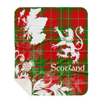 Sherpa Blanket - Tartan Blanket Thistle and Lion Scottish Clan Burnett Ancient Plaid Blanket, plaid sherpa blanket queen,purple sherpa blanket,queen sherpa blanket,queen size sherpa blanket,red sherpa blanket,scottish tartan blankets,sherpa blanket,sherpa christmas blanket