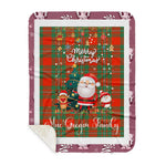 Personalized Gift Tartan Plaid Blanket Clan MacGregor Ancient With Funny Santa Snowman Reindeer Merry Christmas Gift Sherpa Blanket, blue plaid sherpa blanket,blue tartan sherpa blanket,Buchan,buffalo plaid sherpa blanket,christmas sherpa blanket,Christmas Throw Blanket
