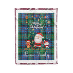 Personalized Gift Tartan Plaid Blanket Clan Bowie With Funny Santa Snowman Reindeer Merry Christmas Fleece Blanket, Home Living Room, Plaid Blanket, Tartan Blanket, Scottish Blanket, Buffalo fleece blanket, Christmas Blanket