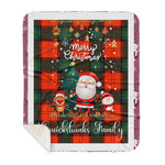Personalized Gift Tartan Plaid Blanket Clan Cruickshanks With Funny Santa Snowman Reindeer Merry Christmas Gift Sherpa Blanket, blue plaid sherpa blanket,blue tartan sherpa blanket,Buchan,buffalo plaid sherpa blanket,christmas sherpa blanket,Christmas Throw Blanket