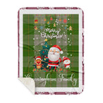 Personalized Gift Tartan Plaid Blanket Clan Cunningham Dress Green With Funny Santa Snowman Reindeer Merry Christmas Gift Sherpa Blanket, blue plaid sherpa blanket,blue tartan sherpa blanket,Buchan,buffalo plaid sherpa blanket,christmas sherpa blanket,Christmas Throw Blanket