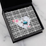 Sea Turtle Necklace Gift for My Beautiful Girlfriend Valentines Necklace Clan Scott Black White Modern Tartan Blue Turtle Necklace