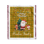 Personalized Gift Tartan Plaid Blanket Clan Houston With Funny Santa Snowman Reindeer Merry Christmas Fleece Blanket, Christmas Blanket, Plaid Blanket, Tartan Blanket,Scottish Blanket