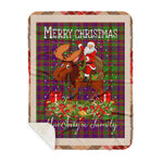Personalized Gift Plaid Tartan Blanket Clan MacIntyre Of Glenorchy With Moose Lover Xmas Gift Santa Riding Buffalo Plaid Christmas Sherpa Blanket