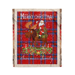 Personalized Gift Plaid Tartan Blanket Clan Inverness District With Moose Lover Xmas Gift Santa Riding Christmas Fleece Blanket