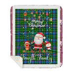 Personalized Gift Tartan Plaid Blanket Clan Forsyth Modern With Funny Santa Snowman Reindeer Merry Christmas Gift Sherpa Blanket, blue plaid sherpa blanket,blue tartan sherpa blanket,Buchan,buffalo plaid sherpa blanket,christmas sherpa blanket,Christmas Throw Blanket