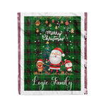 Personalized Gift Tartan Plaid Blanket Clan Logie With Funny Santa Snowman Reindeer Merry Christmas Fleece Blanket, Home Living Room, Plaid Blanket, Tartan Blanket, Scottish Blanket, Buffalo fleece blanket, Christmas Blanket