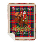Personalized Gift Plaid Tartan Blanket Clan Charteris With Moose Lover Xmas Gift Santa Riding Buffalo Plaid Christmas Sherpa Blanket