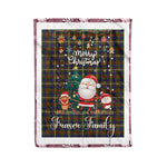 Personalized Gift Tartan Plaid Blanket Clan Fraser Hunting With Funny Santa Snowman Reindeer Merry Christmas Fleece Blanket, Christmas Blanket, Plaid Blanket, Tartan Blanket,Scottish Blanket