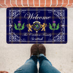 Doormat - Welcome Mat Scottish Clan Crichton Tartan Door Mat, Plaid Doormat With Thistle and Two Lion Scottish